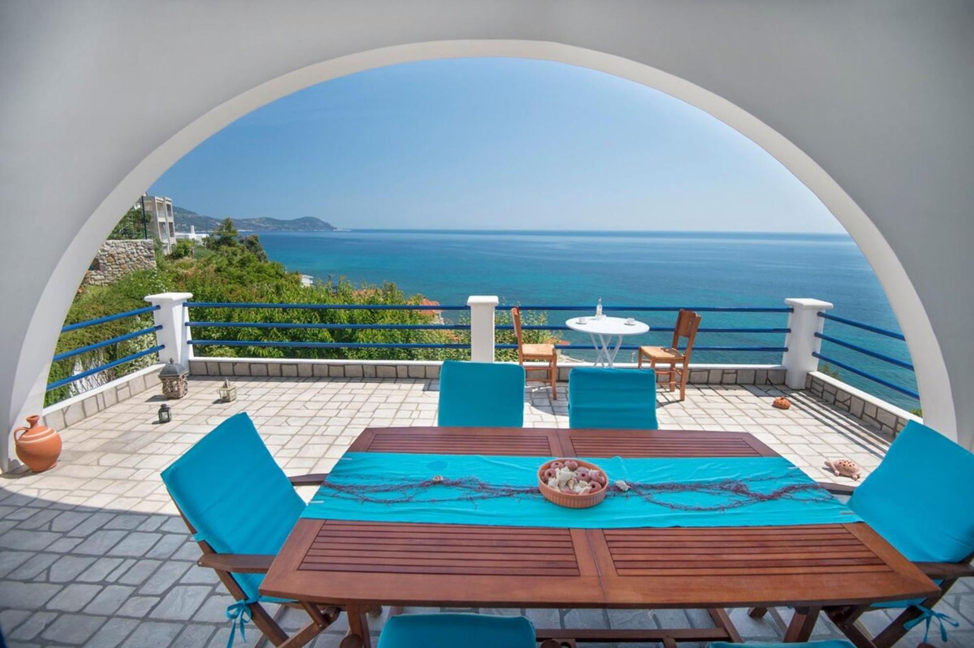 Blue Dream Seaside Villa With Superb Sea Views Kymi Exterior photo